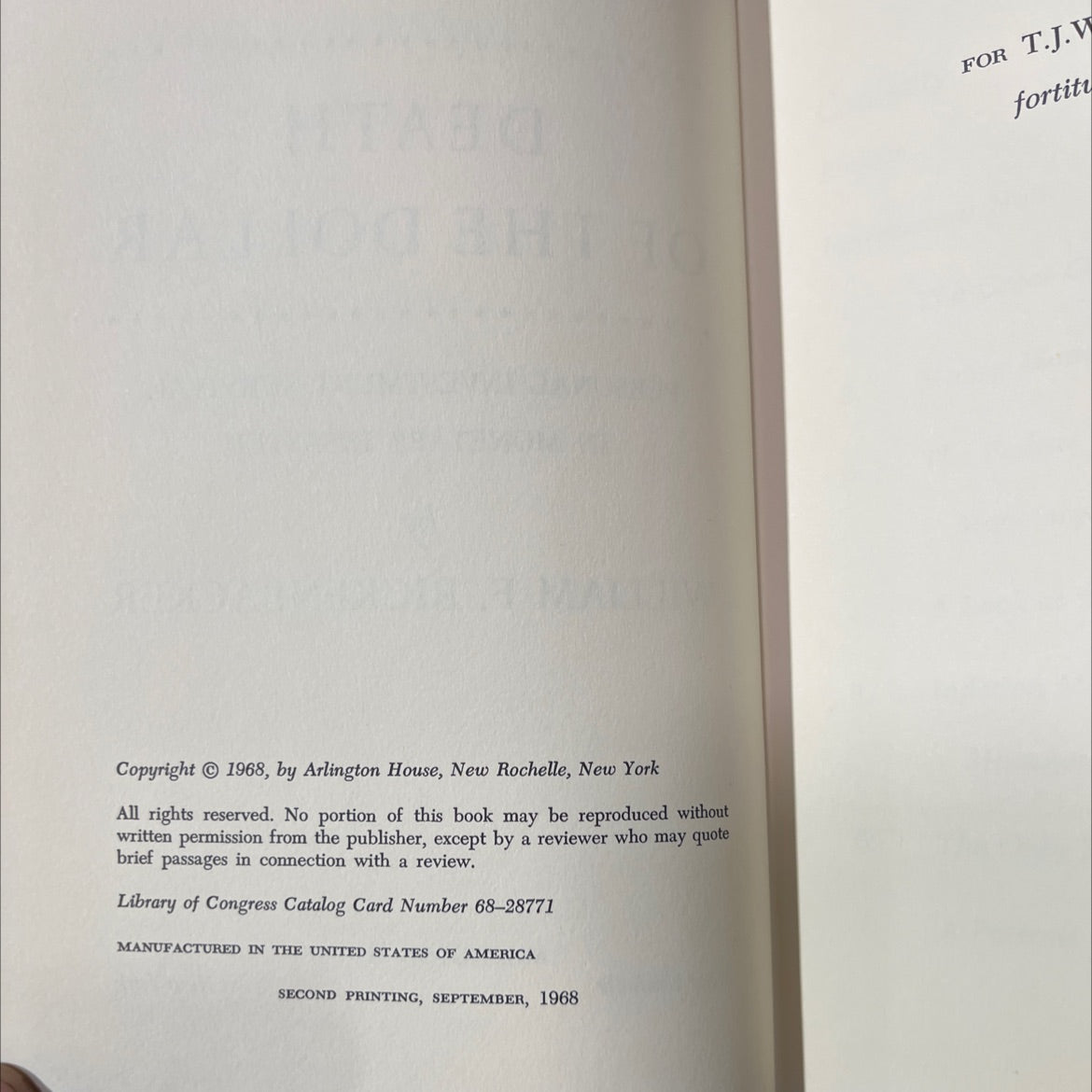 death of the dollar personal investment survival in monetary disaster book, by william f. rickenbacker, 1968 Hardcover image 3
