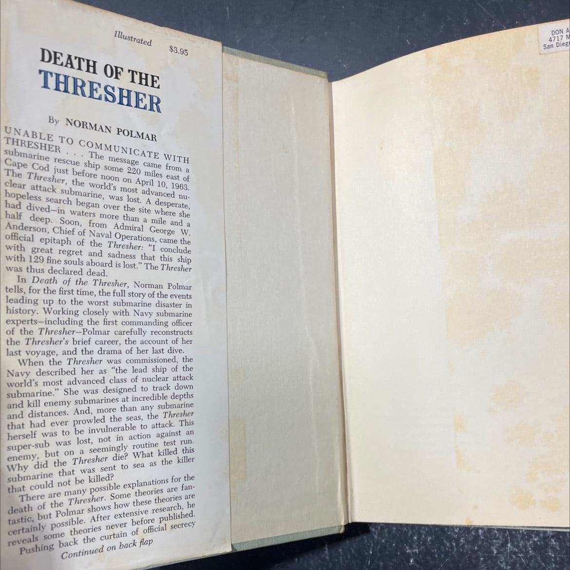 death of the thresher book, by norman polmar, 1964 Hardcover image 4