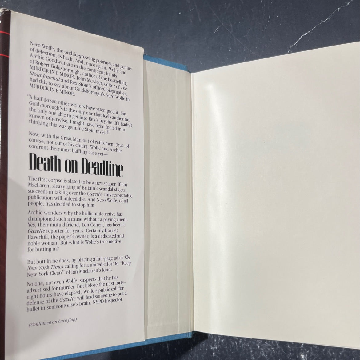death on deadline book, by robert goldsborough, 1987 Hardcover image 4