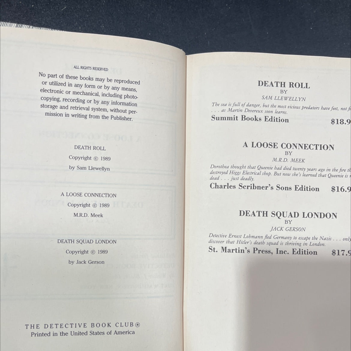 death roll book, by sam llewellyn, 1989 Hardcover image 3