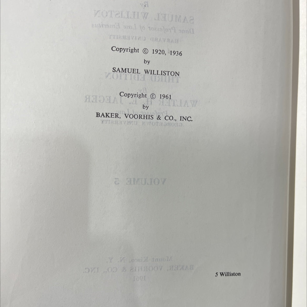 a treatise on the law of contracts book, by samuel williston, 1961 Hardcover image 3
