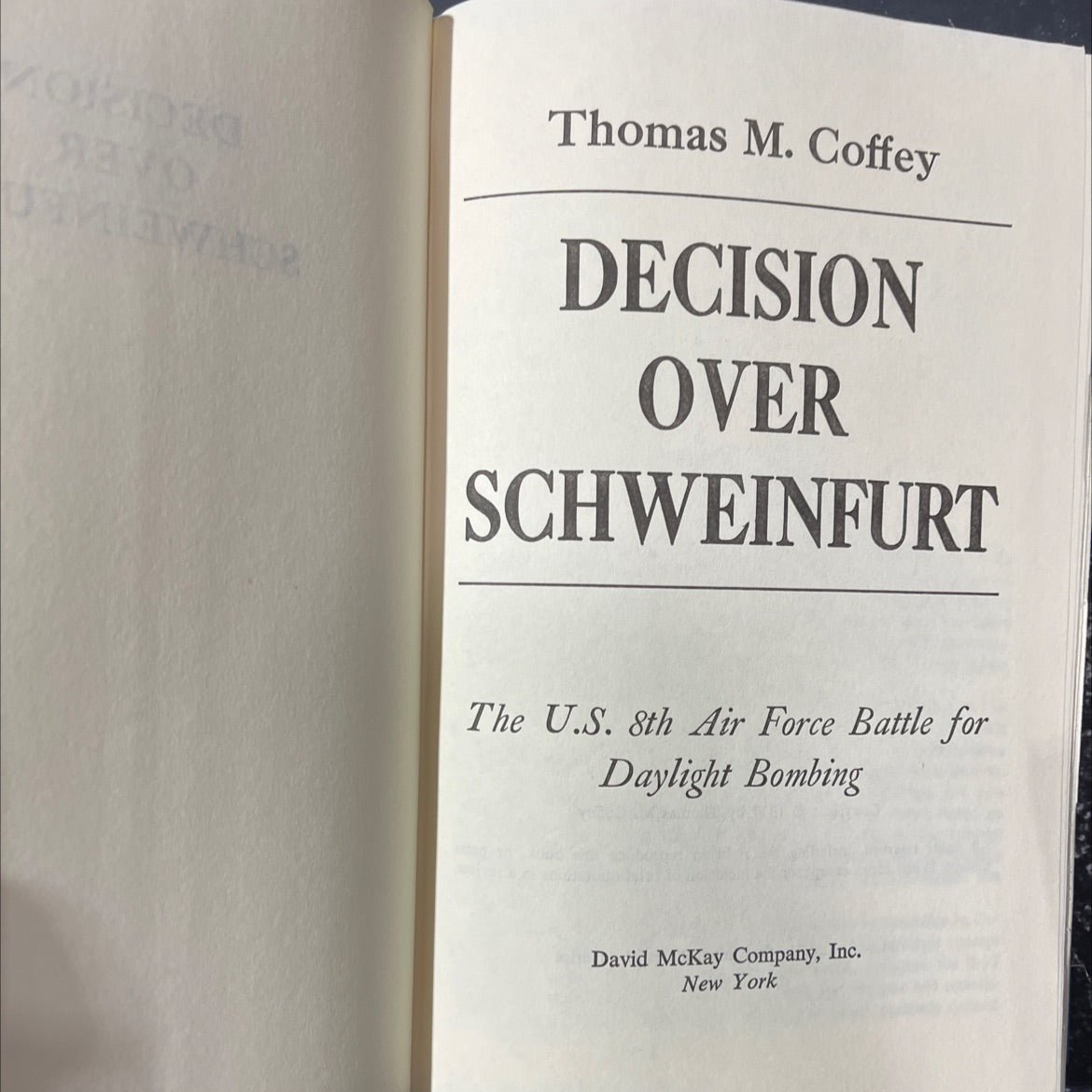 decision over schweinfurt book, by Thomas M. Coffey, 1977 Hardcover image 2