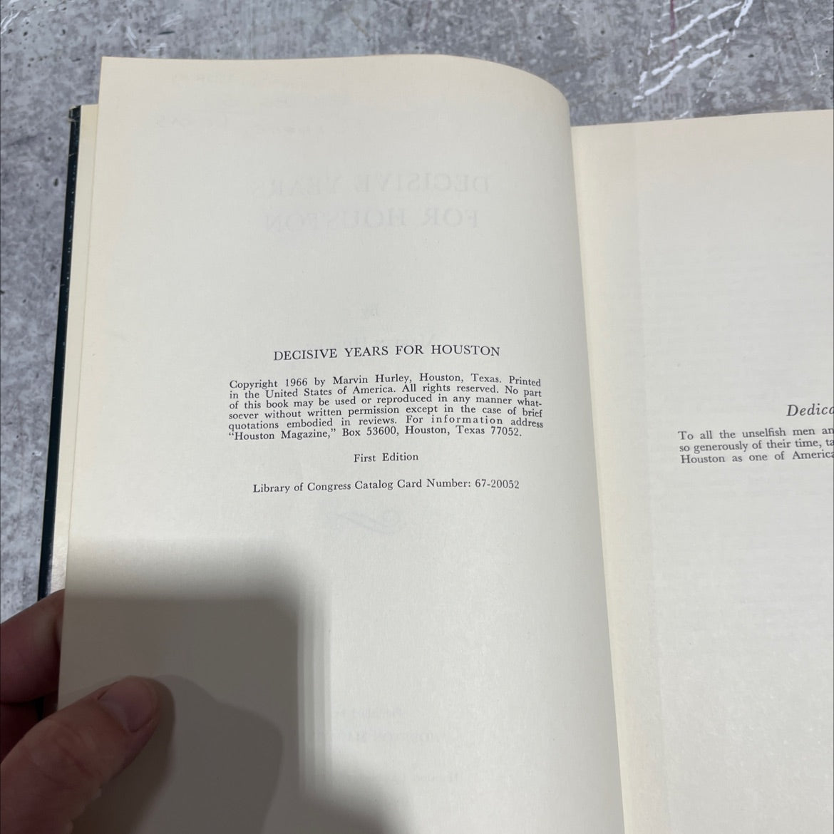 decisive years for houston book, by marvin hurley, 1966 Hardcover image 3
