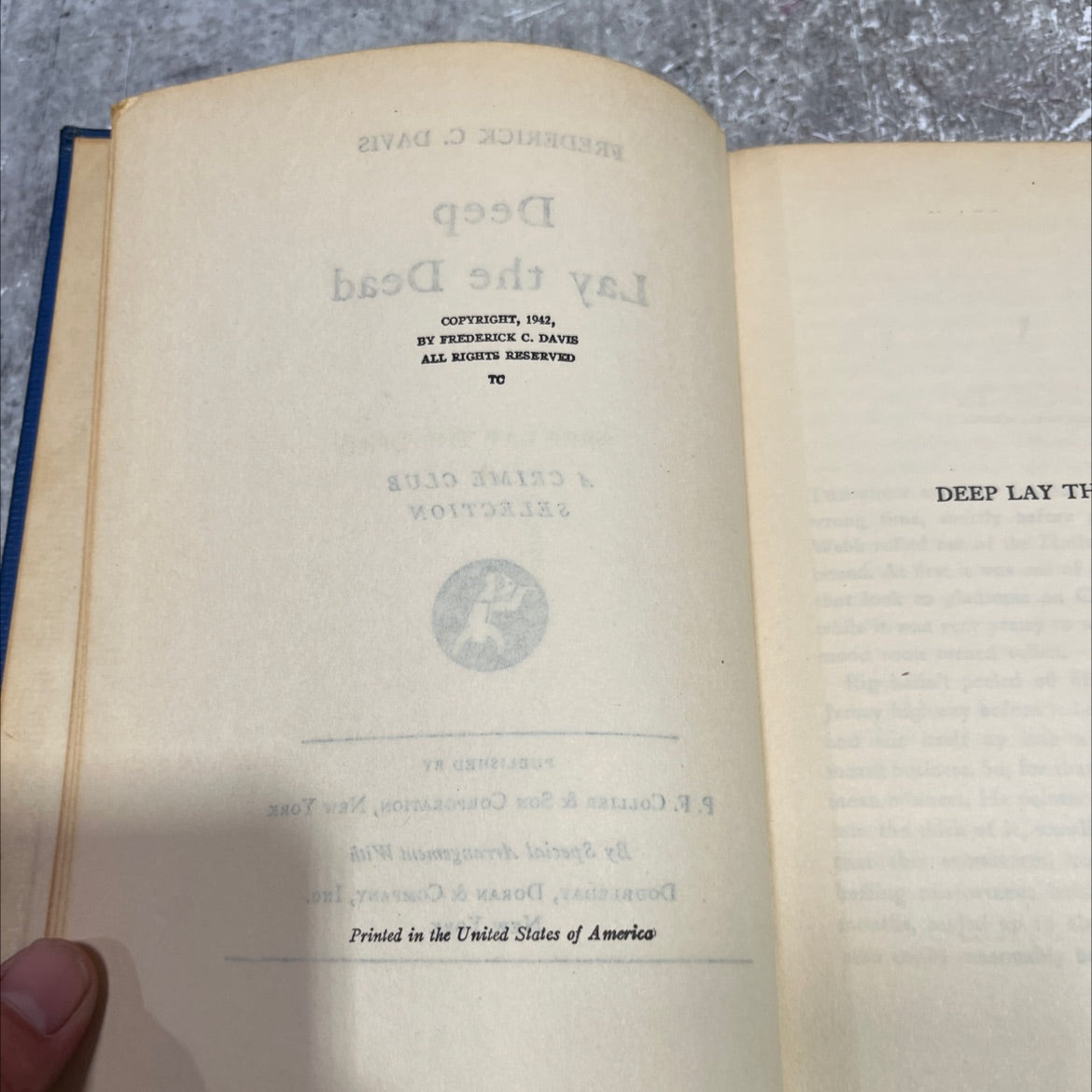 deep lay the dead book, by frederick c. davis, 1942 Hardcover image 3