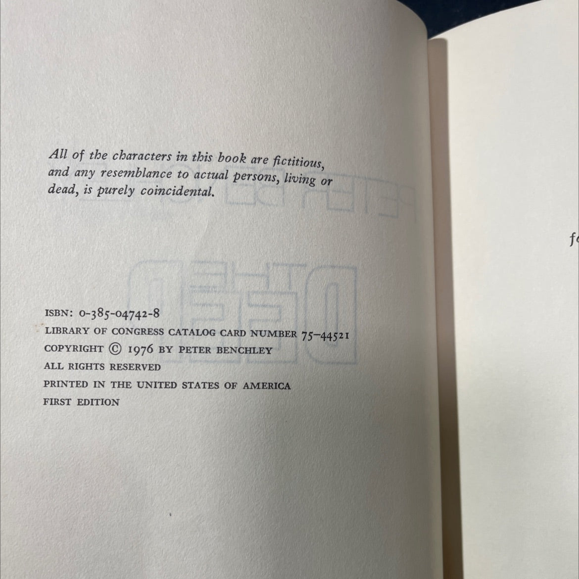 deep sja book, by peter benchley, 1976 Hardcover image 3