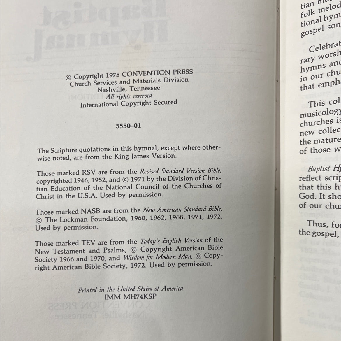 delores spencer preface baptist hymnal book, by unknown, 1975 Hardcover image 3