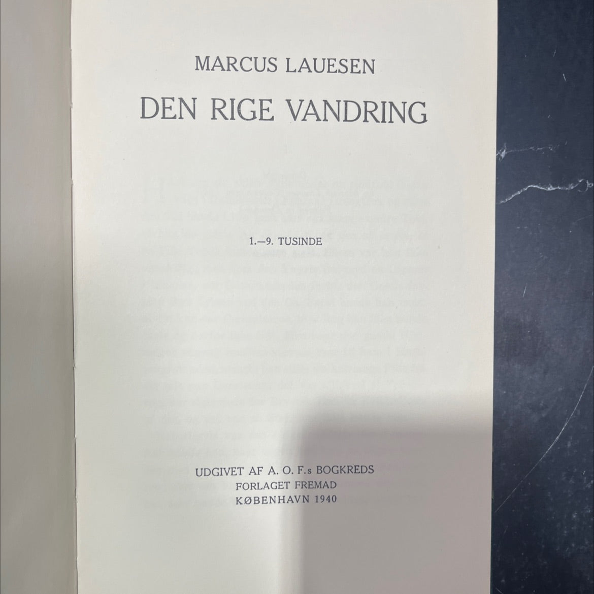 den rige vandring book, by Marcus Lauesen, 1940 Hardcover image 2