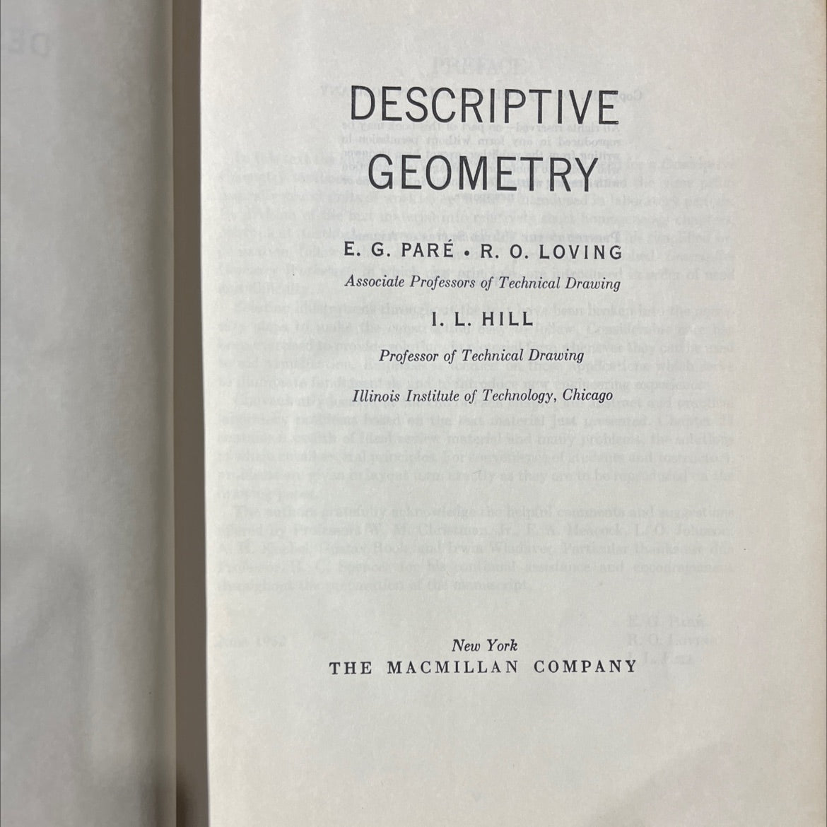 descriptive geometry book, by e. g. paré, r. o. loving, i. l. hill, 1955 Hardcover image 2