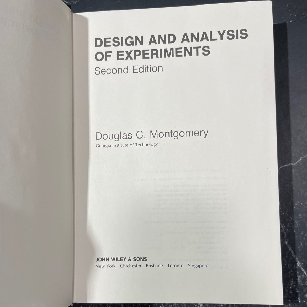 design and analysis of experiments book, by Douglas C. Montgomery, 1984 Hardcover image 2