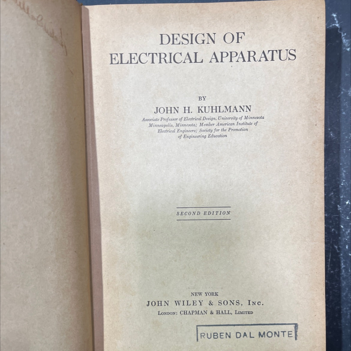 design of electrical apparatus book, by john h. kuhlmann, 1947 Hardcover image 2