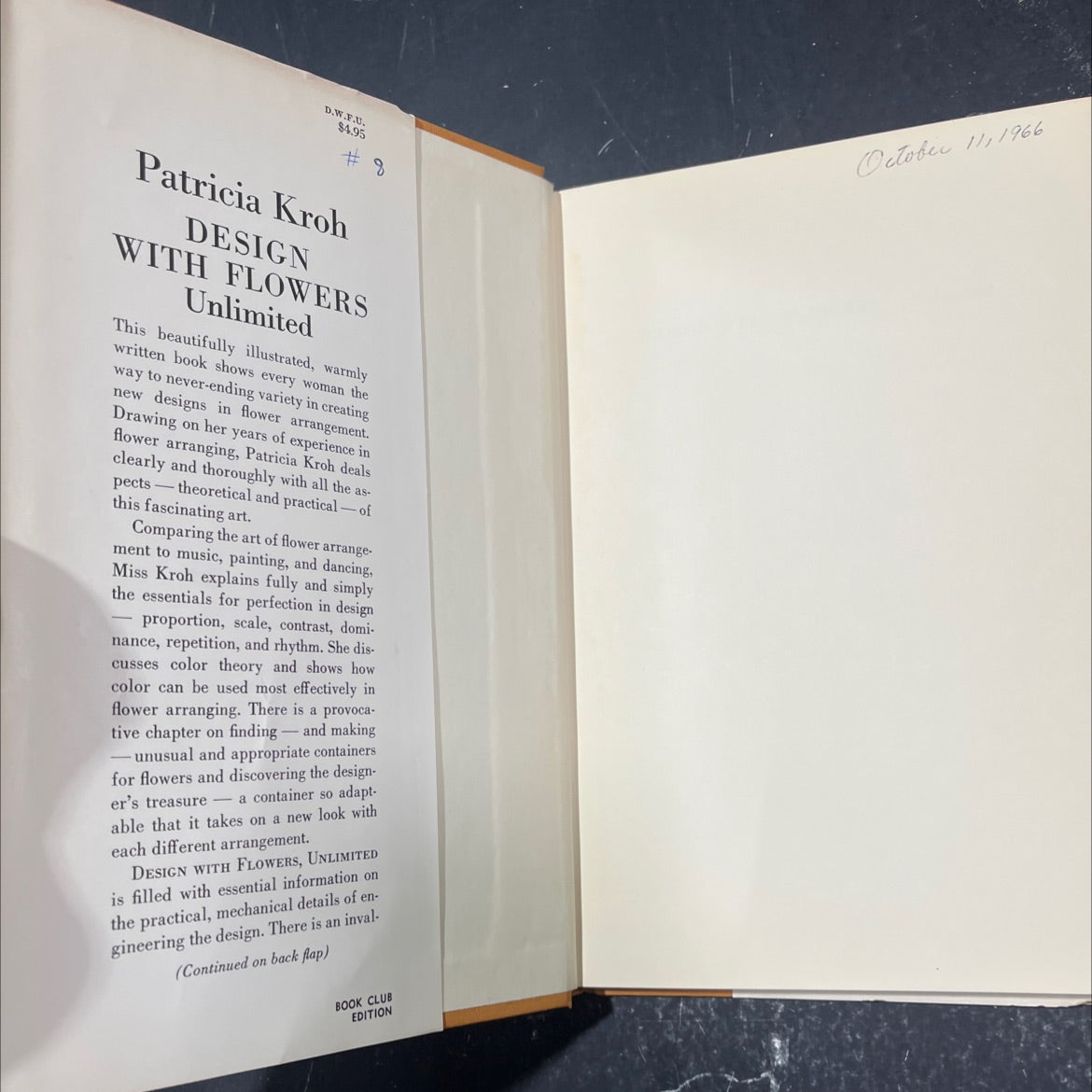 design with flowers book, by Patricia Kroh, 1959 Hardcover image 4