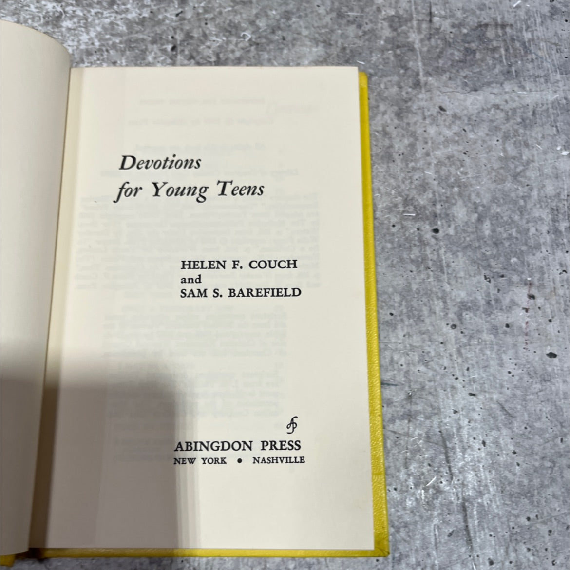 devotions for young teens book, by helen f. couch and sam s. barefield, 1965 Hardcover image 2