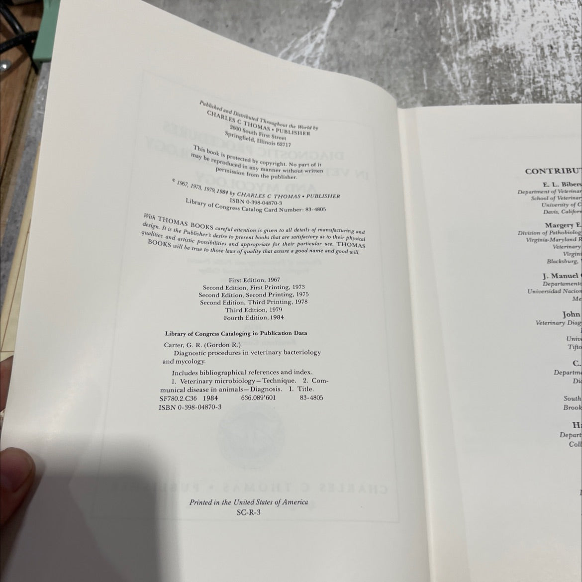 diagnostic procedures in veterinary bacteriology and mycology book, by G. R. Carter, 1984 Hardcover image 3