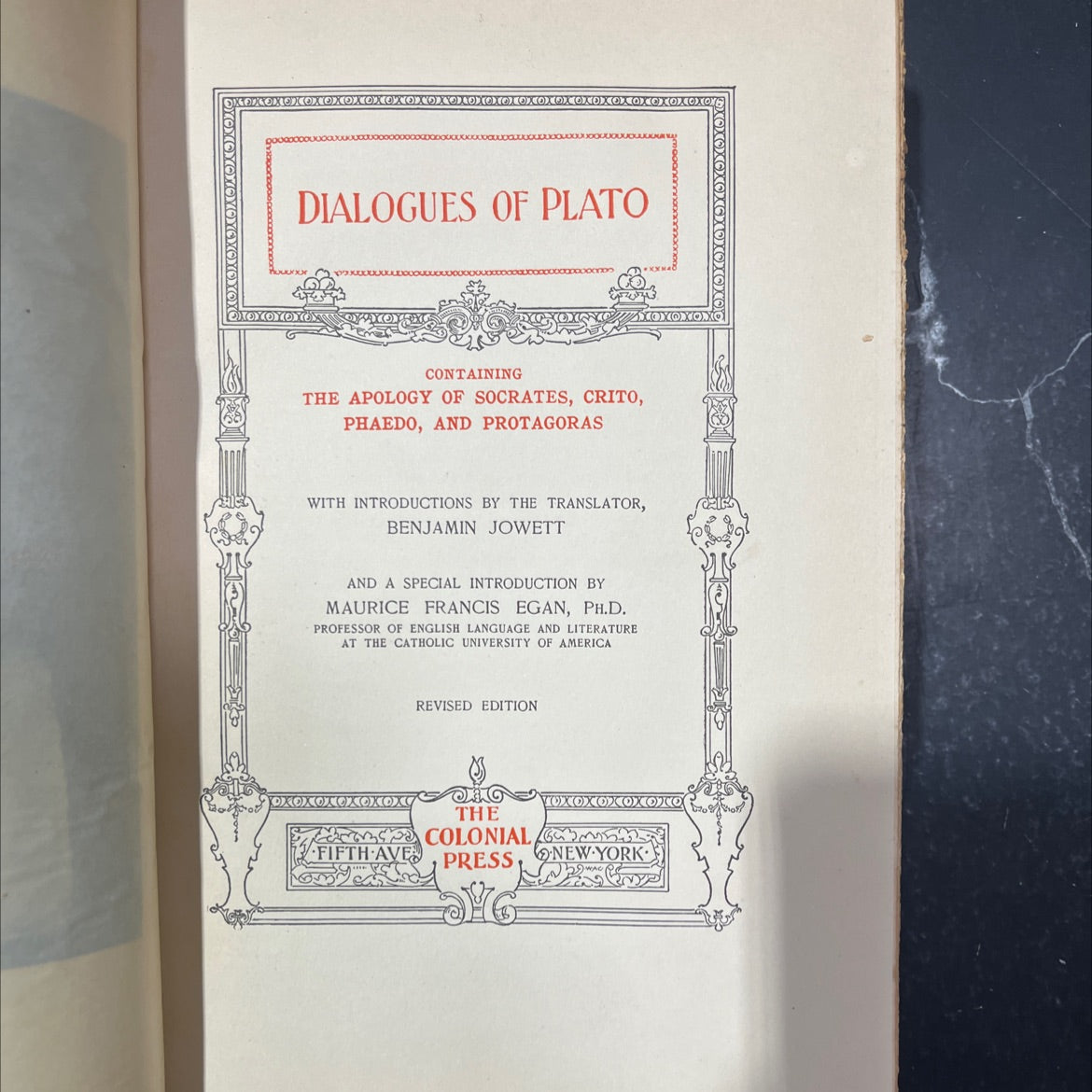dialogues of plato containing the apology of socrates, crito, phaedo, and protagoras book, by plato, 1900 Leather image 2