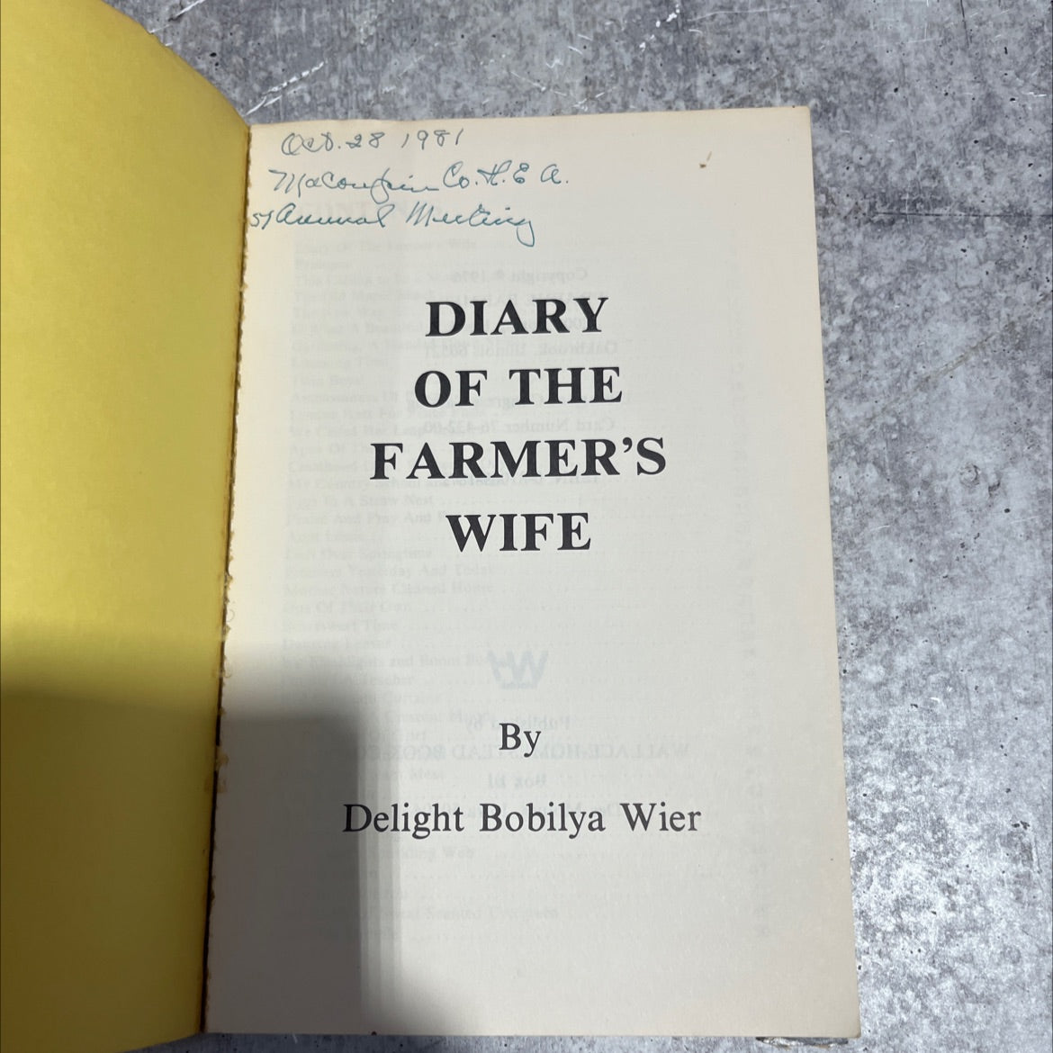 diary of the farmer's wife book, by Delight Bobilya Wier, 1981 Paperback image 2
