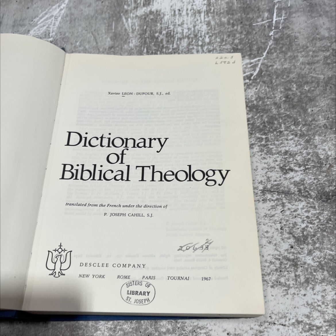 dictionary of biblical theology book, by xavier leon-dufour, s.j., 1967 Hardcover image 2