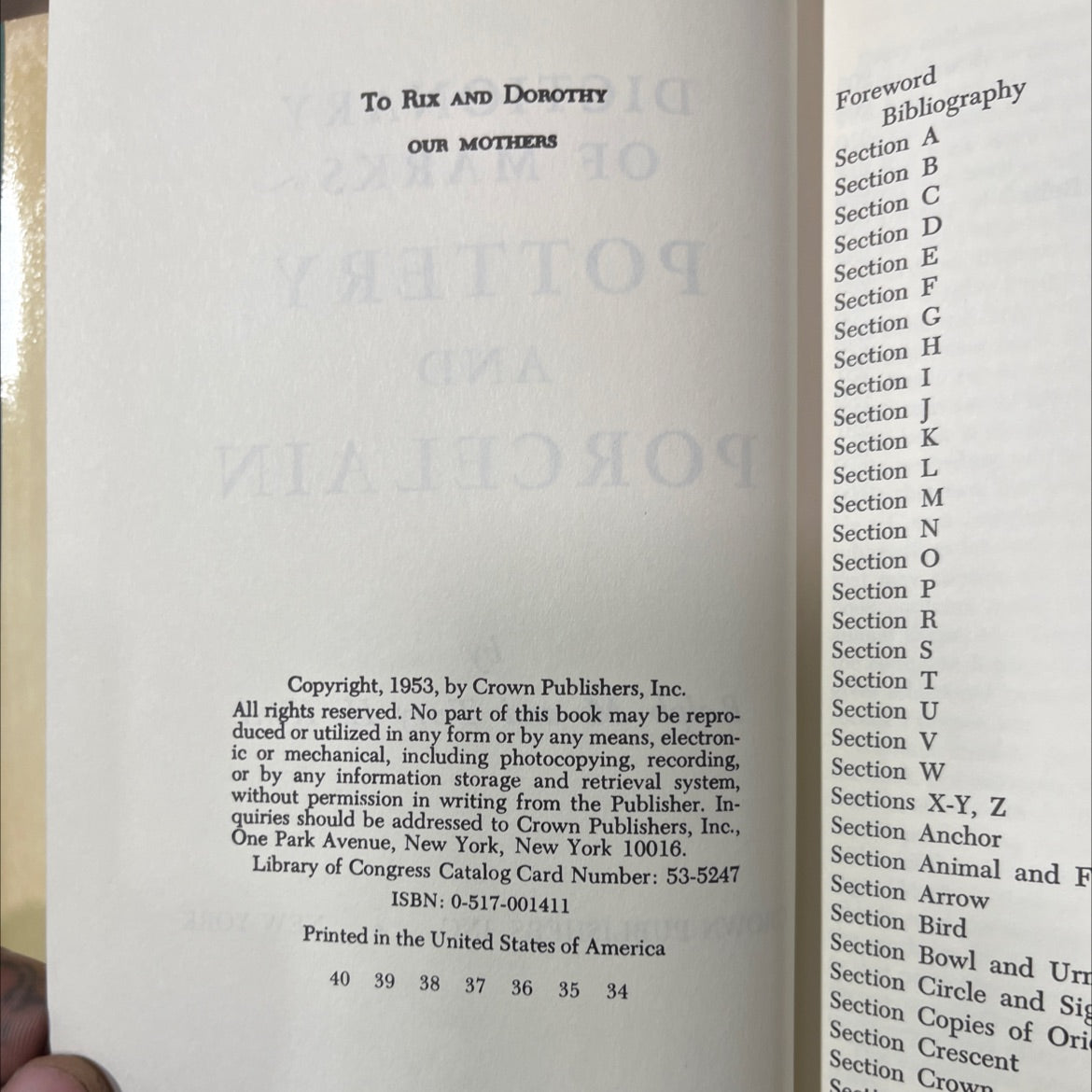 dictionary of marks pottery and porcelain book, by Ralph M. and Terry H. Kovel, 1953 Hardcover image 3