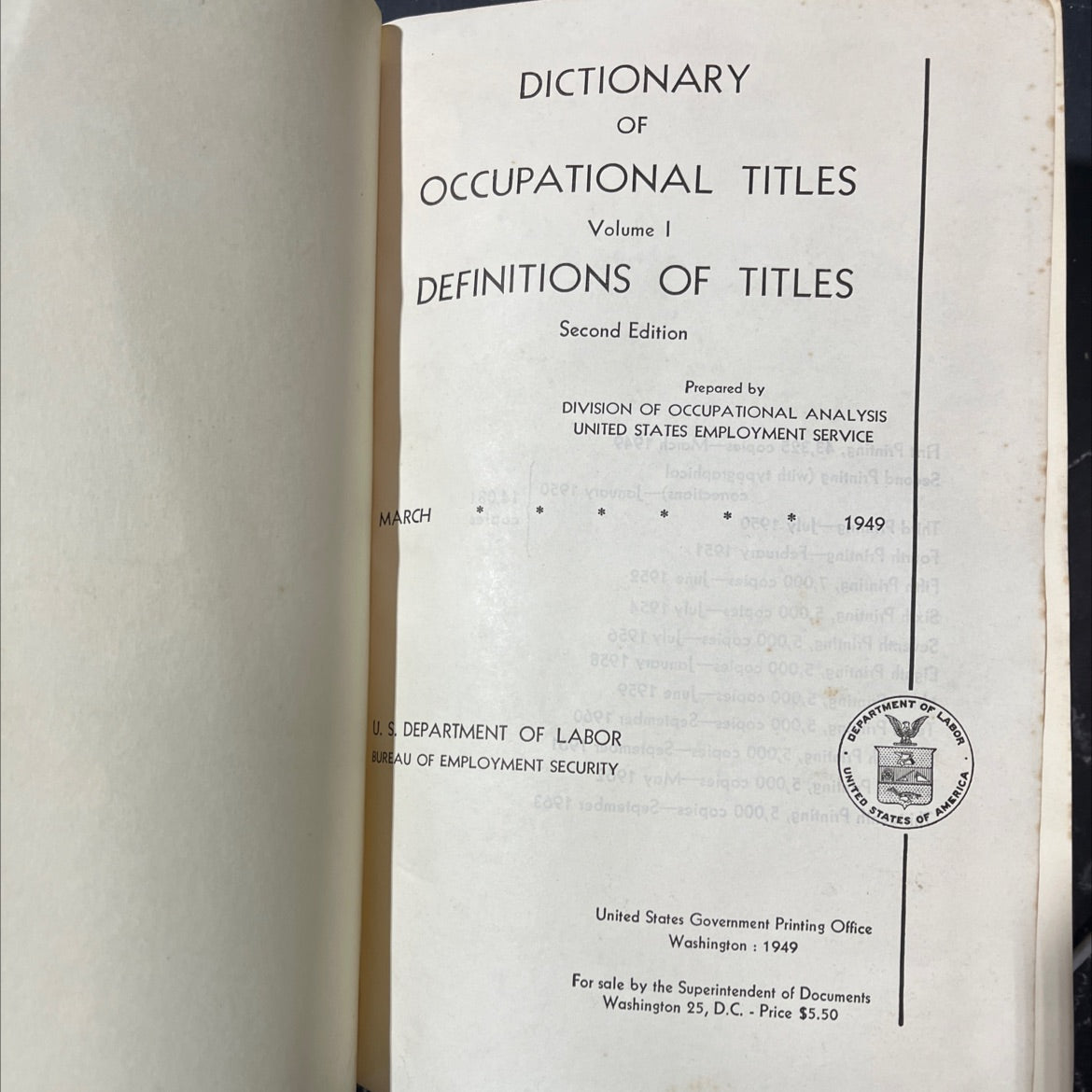 dictionary of occupational titles volume i definitions of titles book, by division of occupational analysis united image 2
