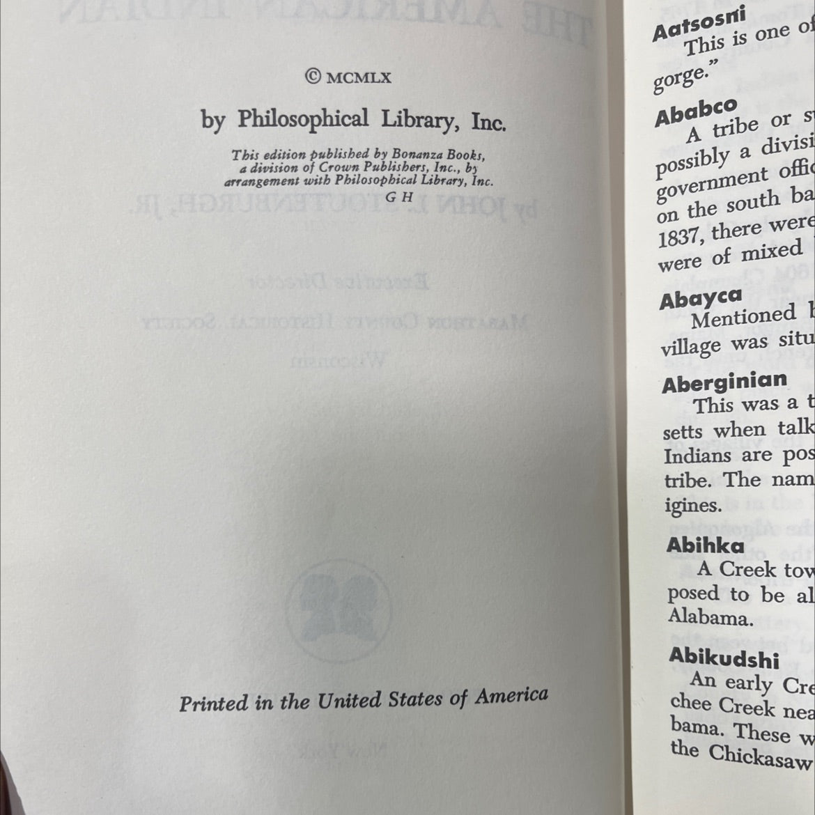 dictionary of the american indian book, by john l. stoutenburgh, jr., 1960 Hardcover image 3