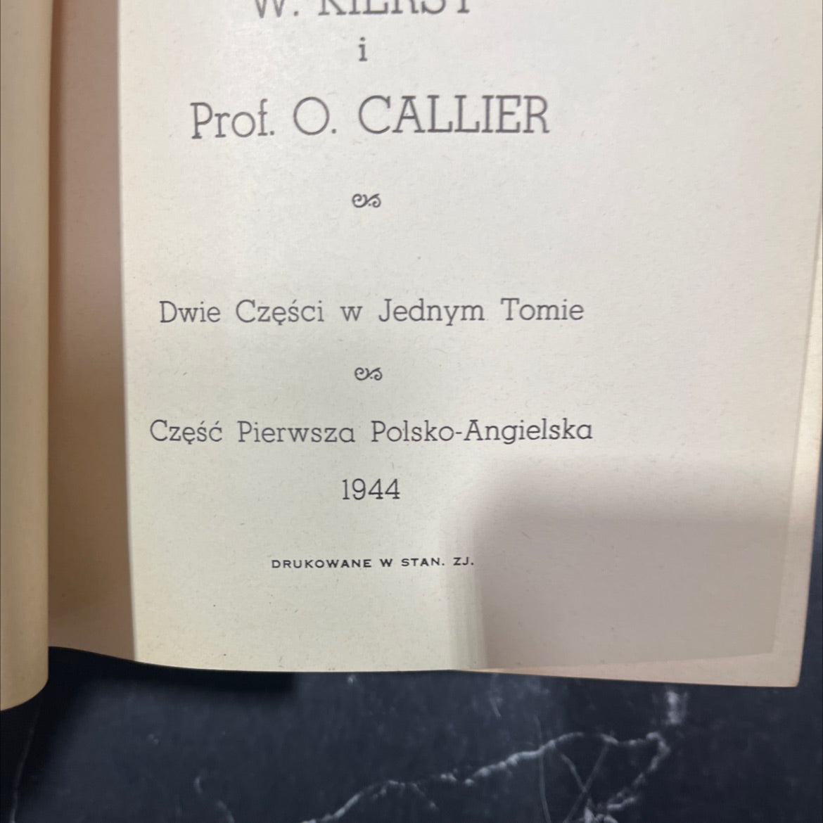 dictionary of the polish and english language book, by W. Kierst, Prof. O. Callier, 1944 Hardcover image 3