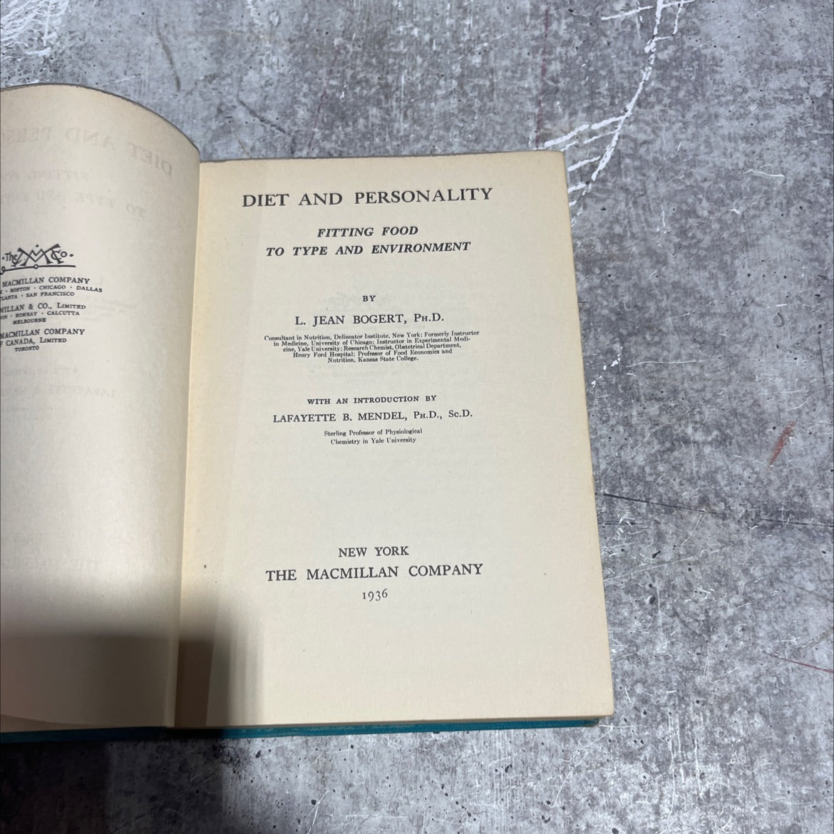 diet and personality fitting food to type and environment book, by l. jean bogert, 1936 Hardcover image 2