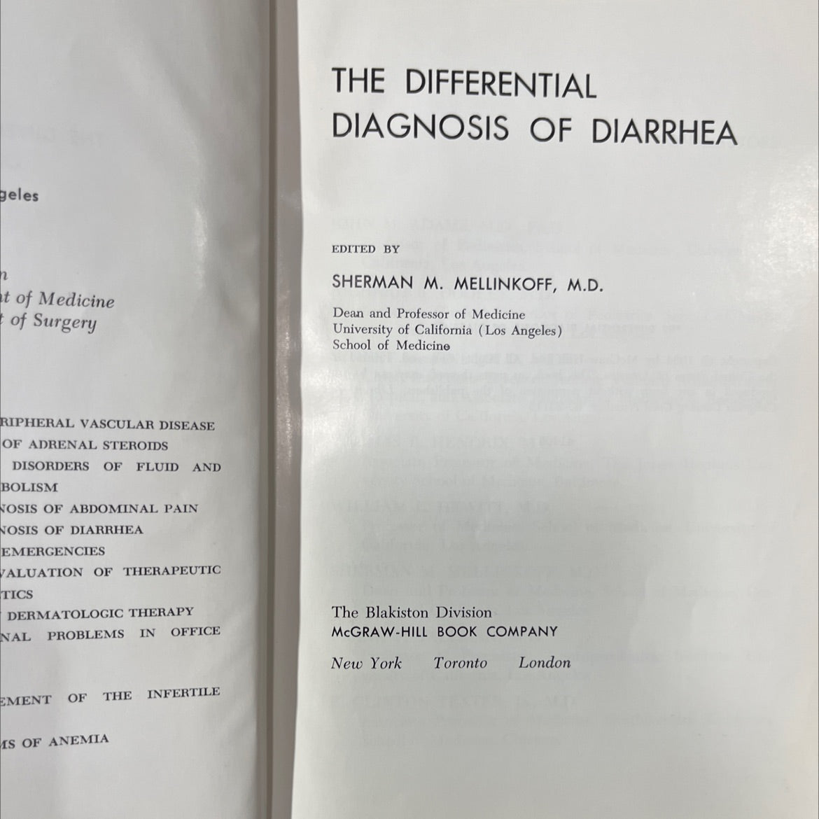 differential diagnosis of diarrhea book, by sherman m. mellinkoff, m.d., 1964 Hardcover image 2
