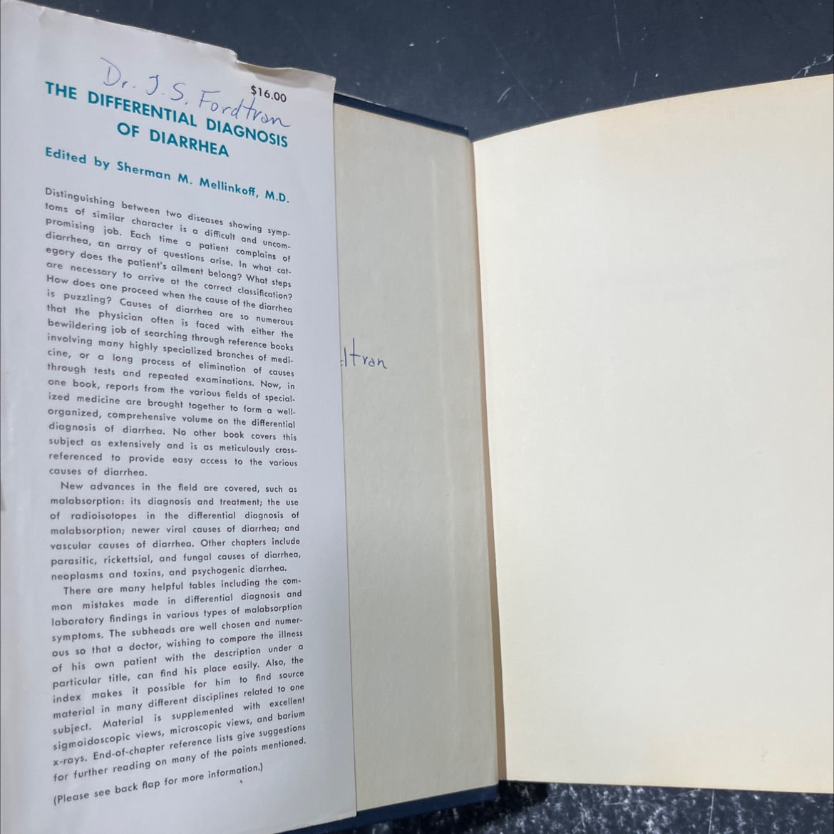 differential diagnosis of diarrhea book, by sherman m. mellinkoff, m.d., 1964 Hardcover image 4
