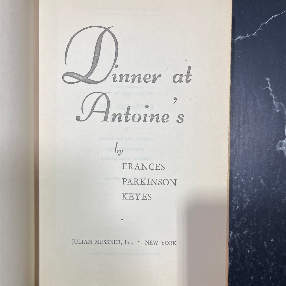 dinner at antoine's book, by frances parkinson keyes, 1948 Hardcover image 2