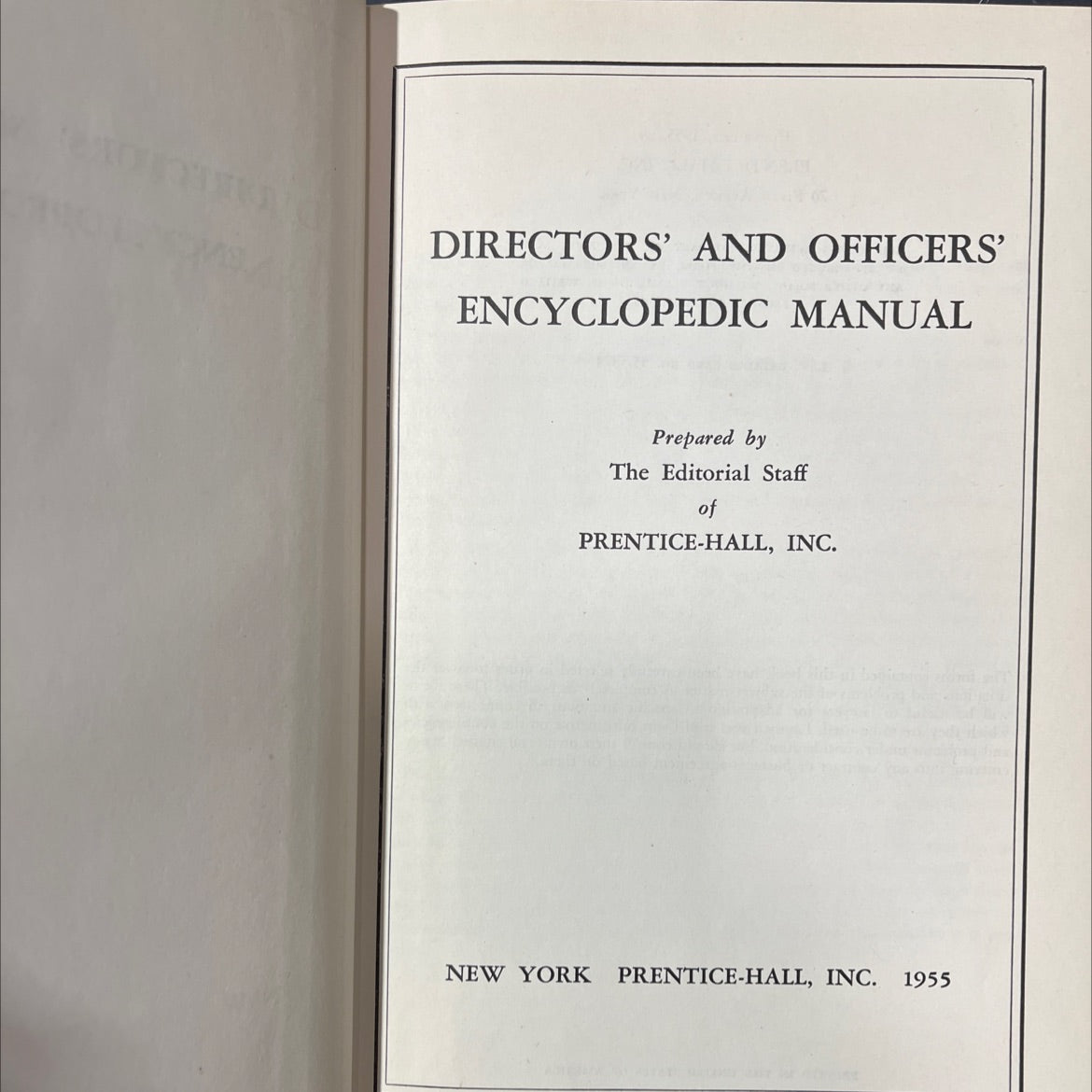 directors' and officers' encyclopedic manual book, by editorial staff of prentice-hall, inc., 1955 Hardcover image 2