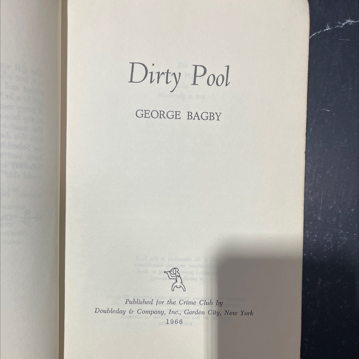 dirty pool book, by george bagby, 1966 Hardcover image 2