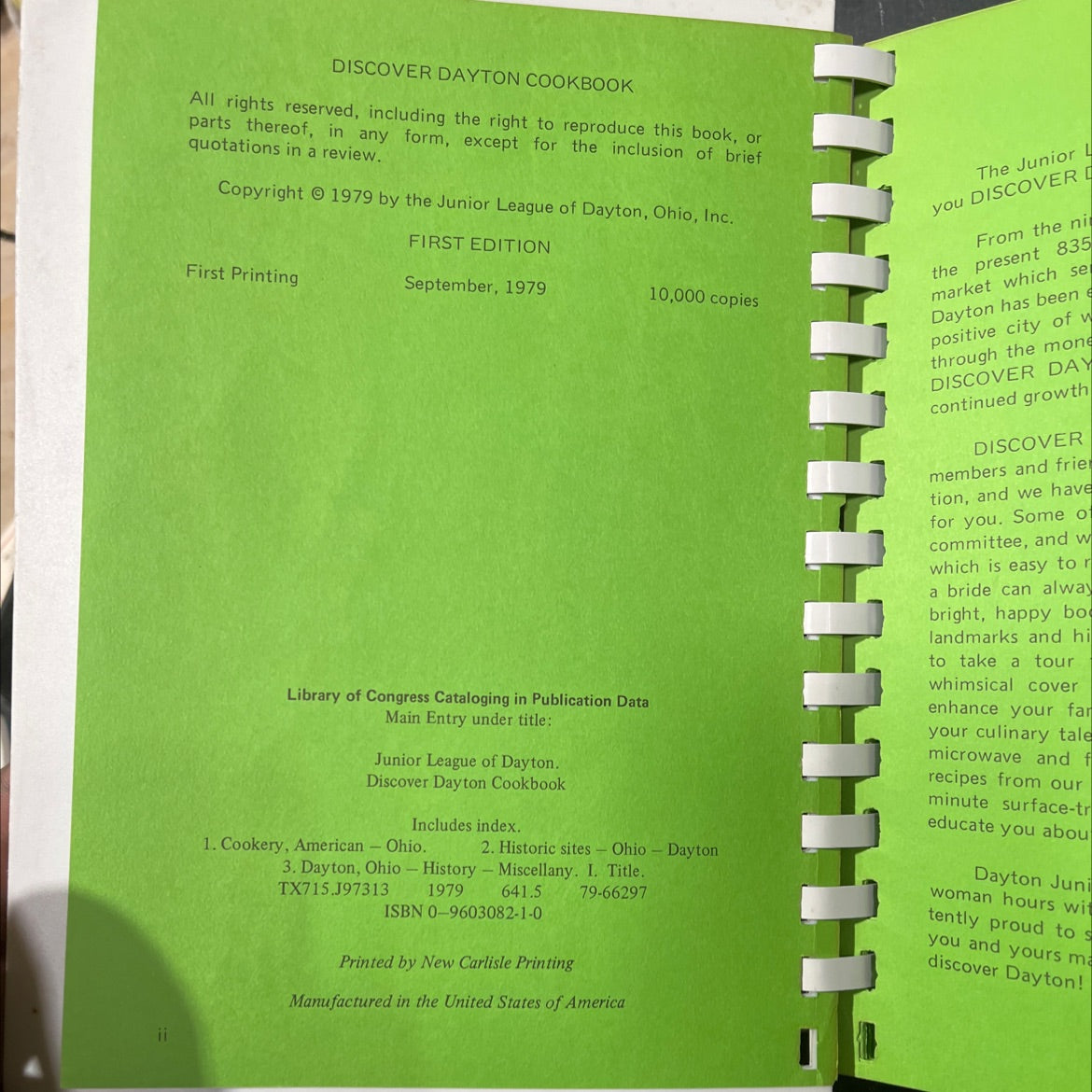 discover dayton cookbook book, by junior league of dayton, 1979 Hardcover image 3