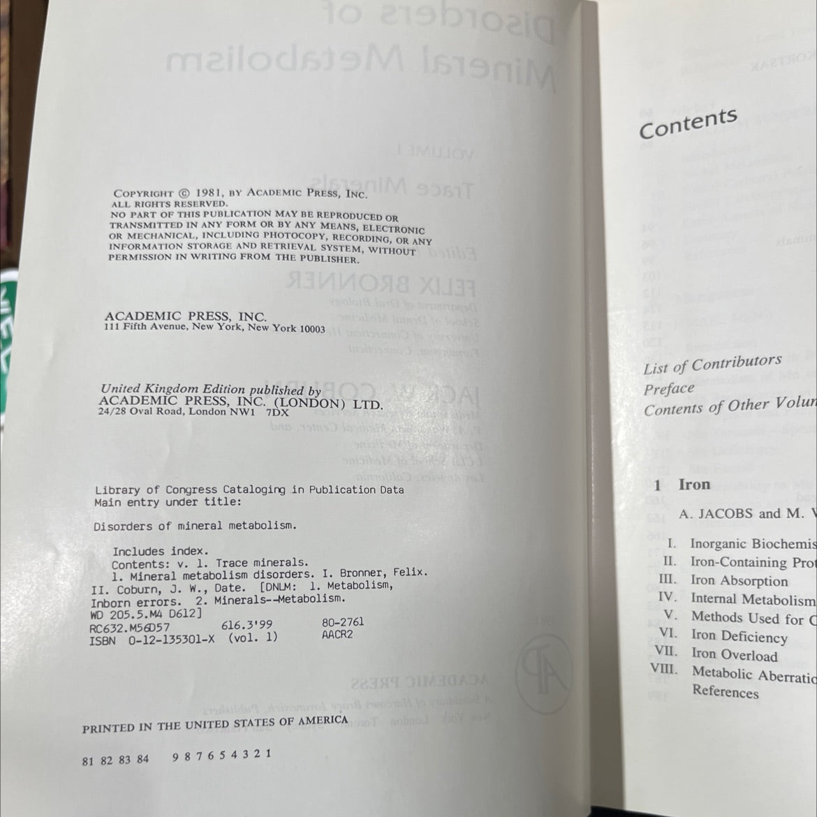 disorders of mineral metabolism book, by felix bronner, jack w. coburn, 1981 Hardcover image 3