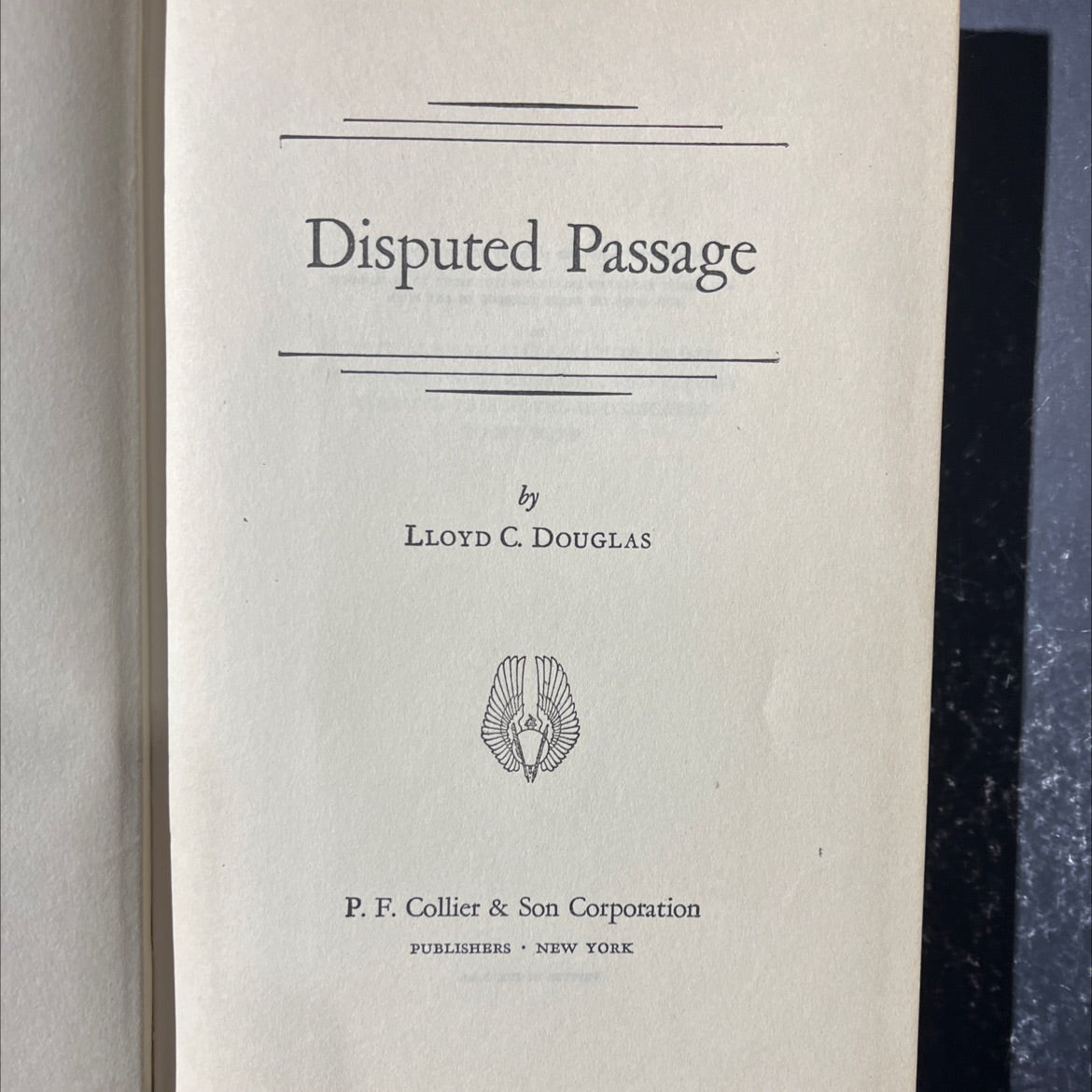 disputed passage book, by lloyd c. douglas, 1939 Hardcover image 2