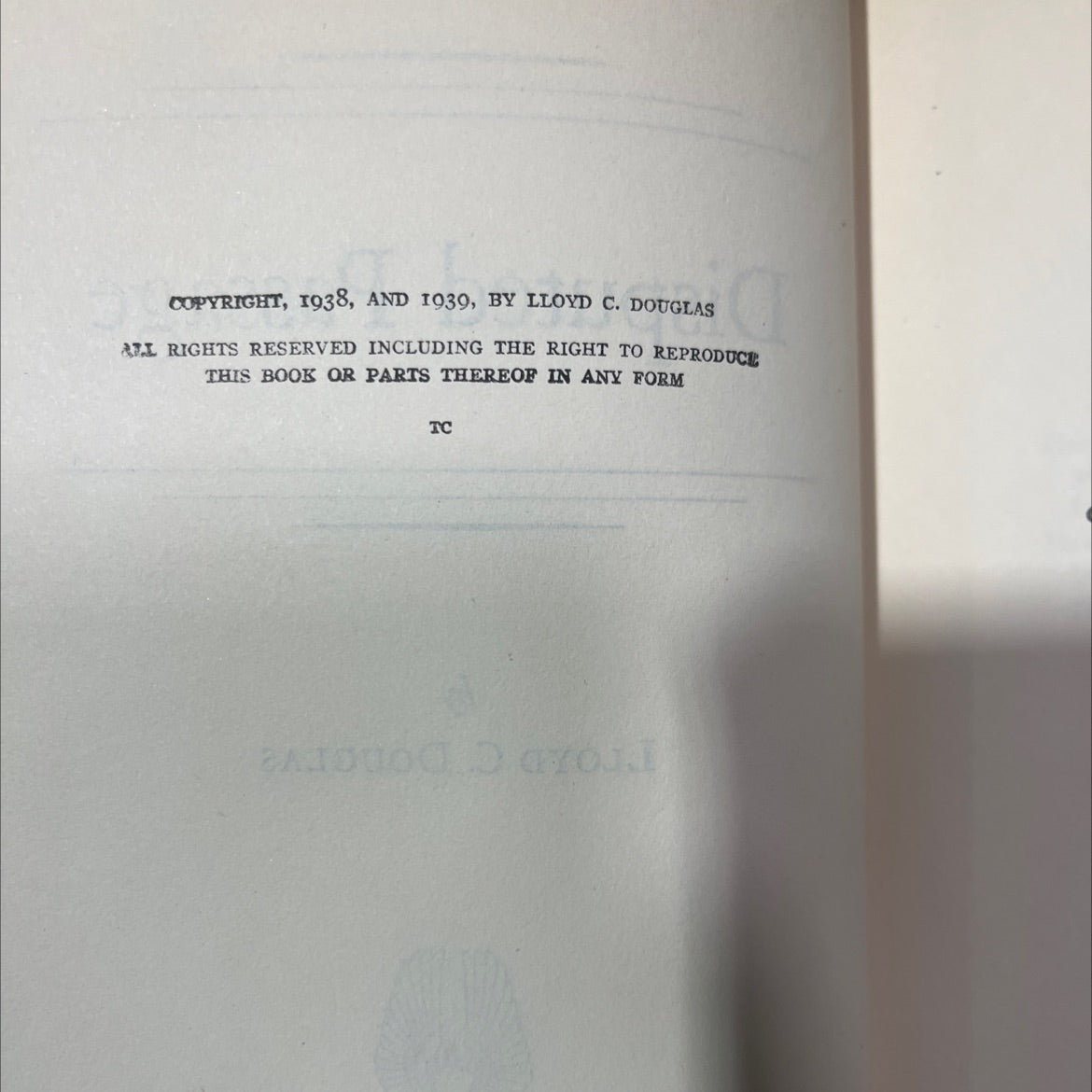 disputed passage book, by lloyd c. douglas, 1939 Hardcover image 3