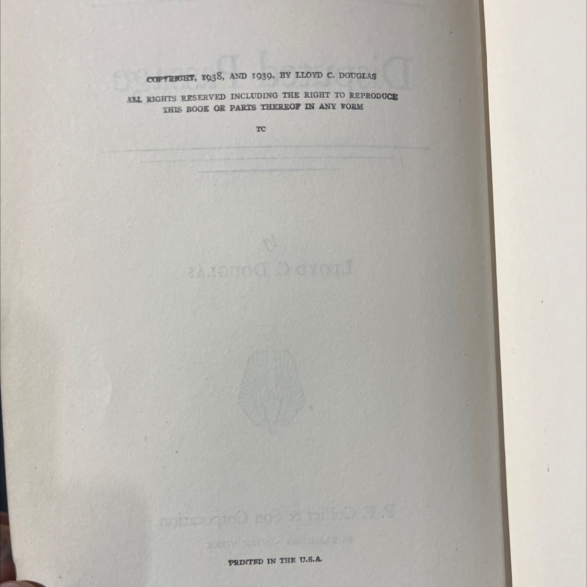 disputed passage book, by lloyd c. douglas, 1939 Hardcover image 3