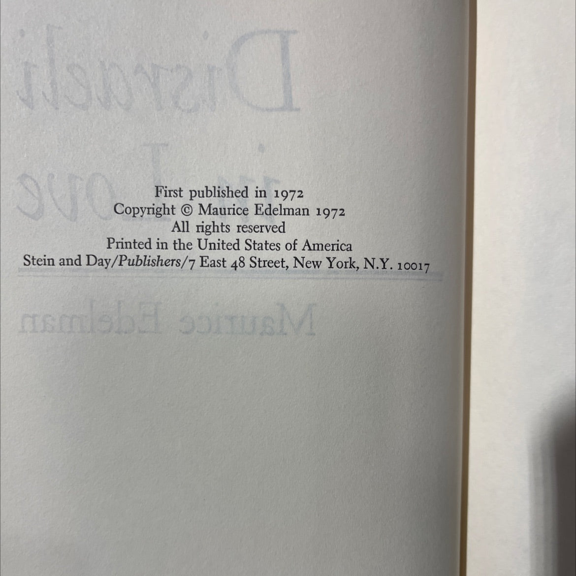 disraeli in love book, by maurice edelman, 1972 Hardcover image 3