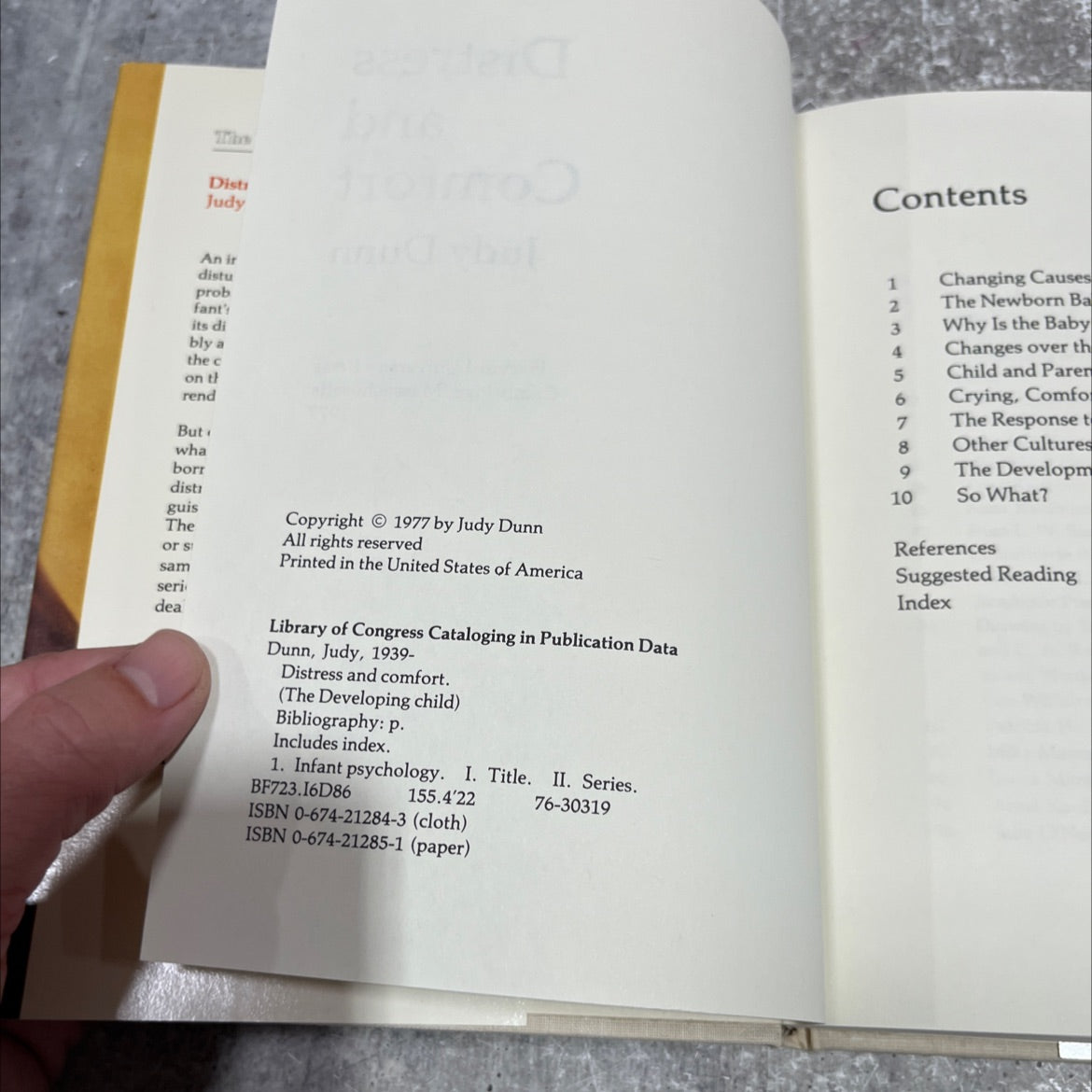 distress and comfort book, by Judy Dunn, 1977 Hardcover image 3