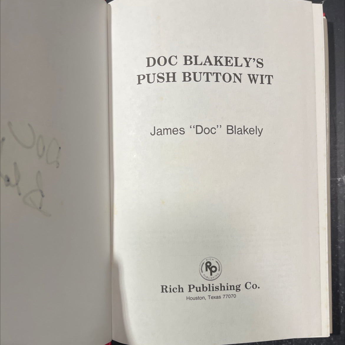SIGNED doc blakely's push button wit book, by james \"doc\" blakely, 1992 Hardcover image 2