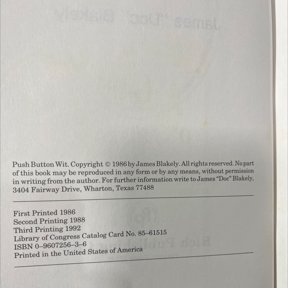 SIGNED doc blakely's push button wit book, by james \"doc\" blakely, 1992 Hardcover image 3