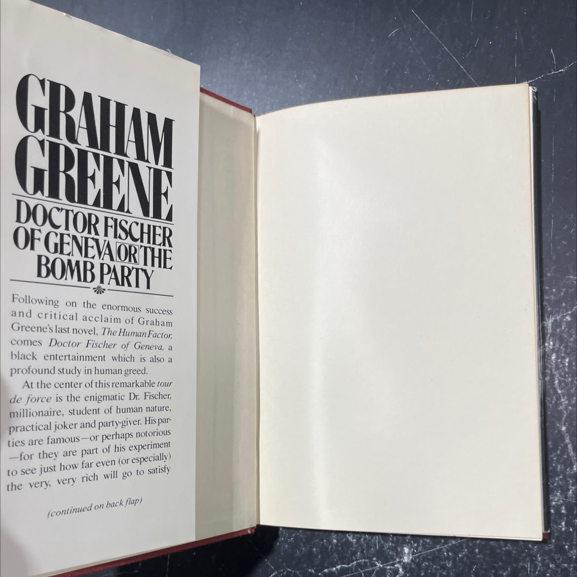 doctor fischer of geneva or the bomb party book, by graham greene, 1980 Hardcover image 4