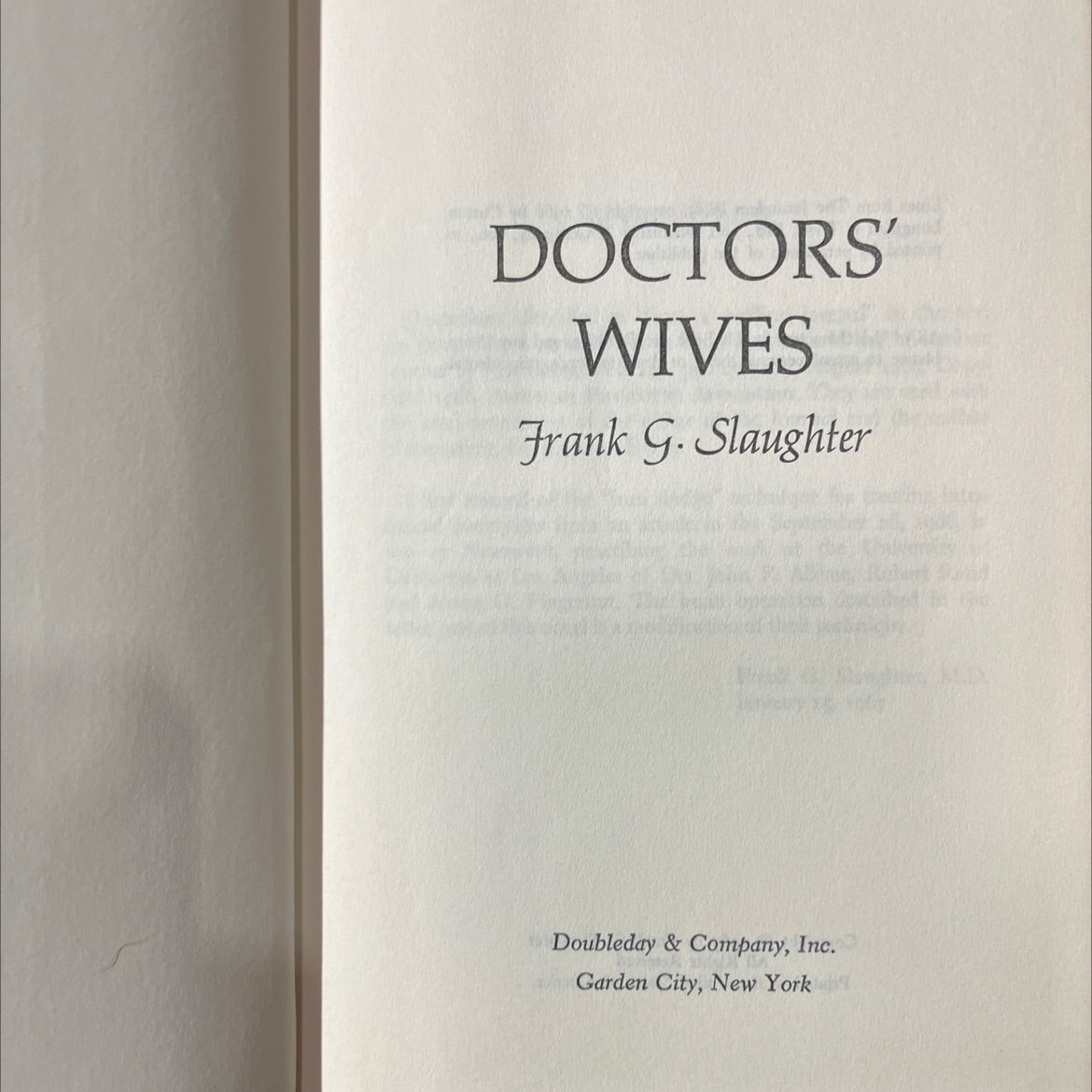 doctors' wives book, by Frank G. Slaughter, 1970 Hardcover image 2