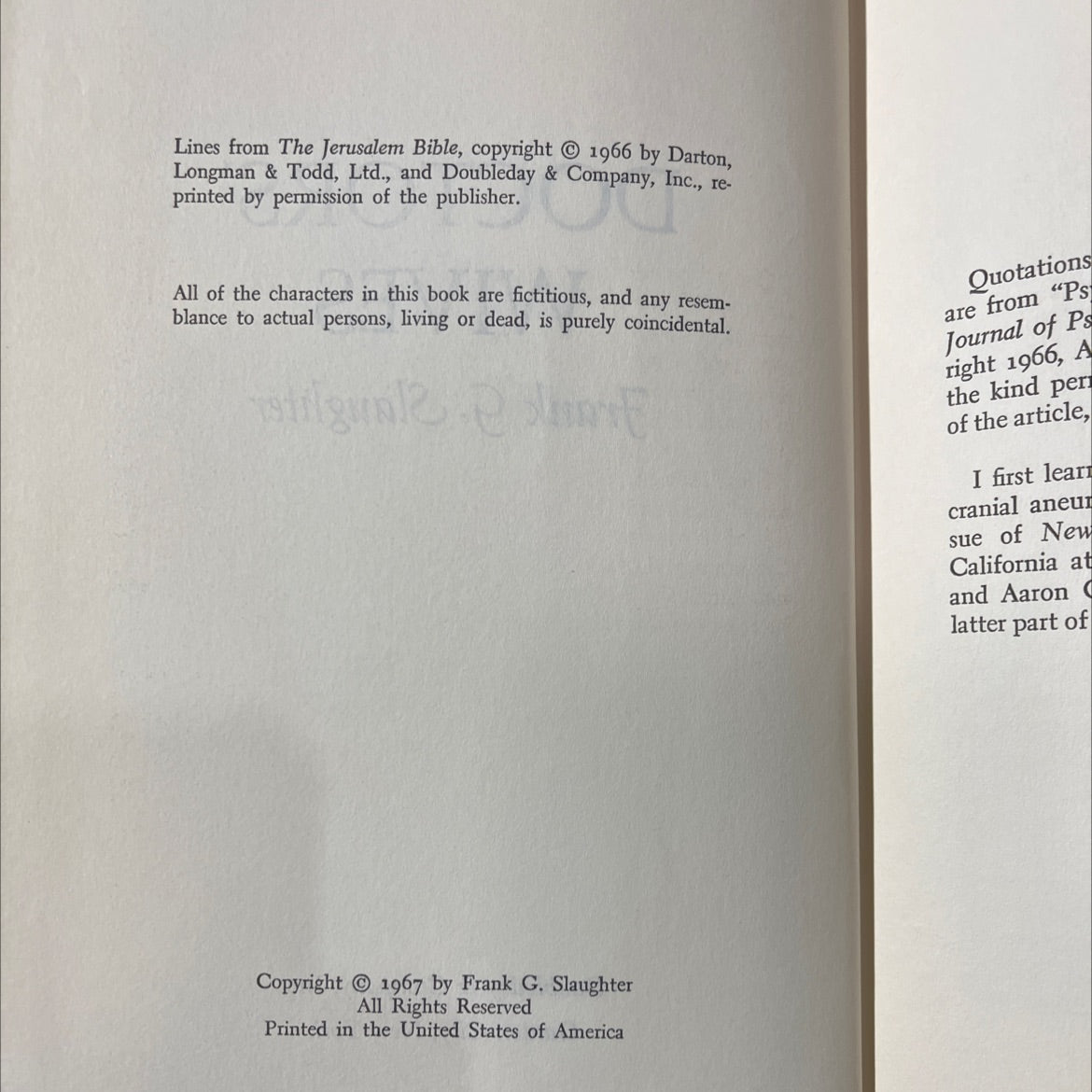 doctors' wives book, by Frank G. Slaughter, 1970 Hardcover image 3