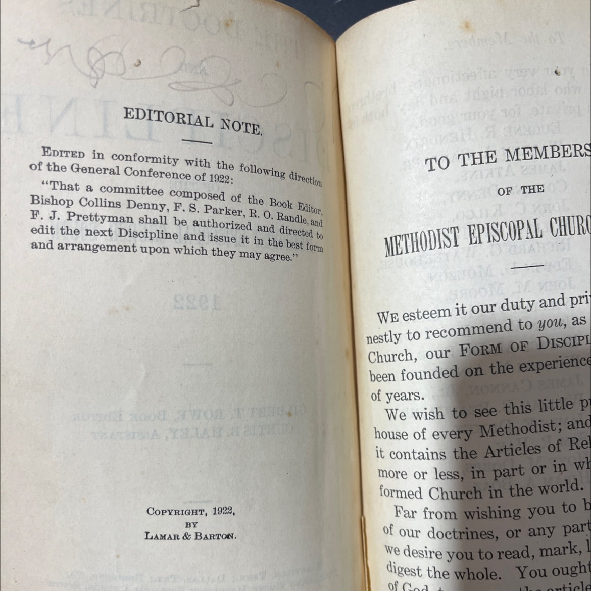 doctrines and discipline of the methodist episcopal church, south book, by gilbert t. rowe, 1922 Hardcover image 3