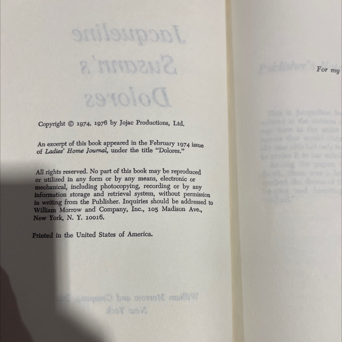 dolores book, by jacqueline susann, 1976 Hardcover image 3