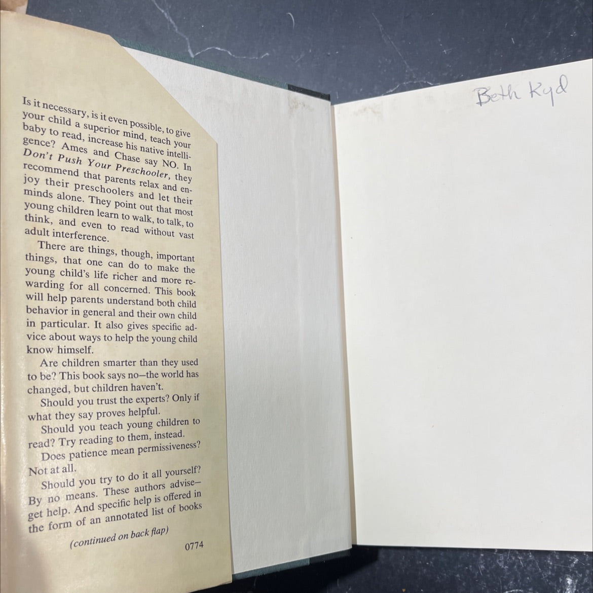 don't push your preschooler book, by louise bates ames, ph.d. and joan ames chase, ph.d., 1974 Hardcover image 4