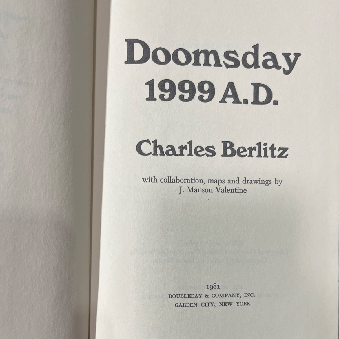 doomsday 1999 a.d. book, by charles berlitz, 1981 Hardcover image 2