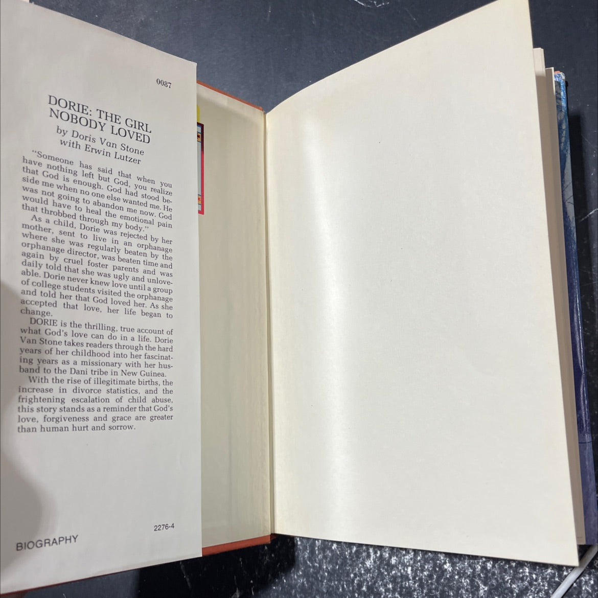 dorie: the girl nobody loved book, by doris van stone, 1979 Hardcover image 4