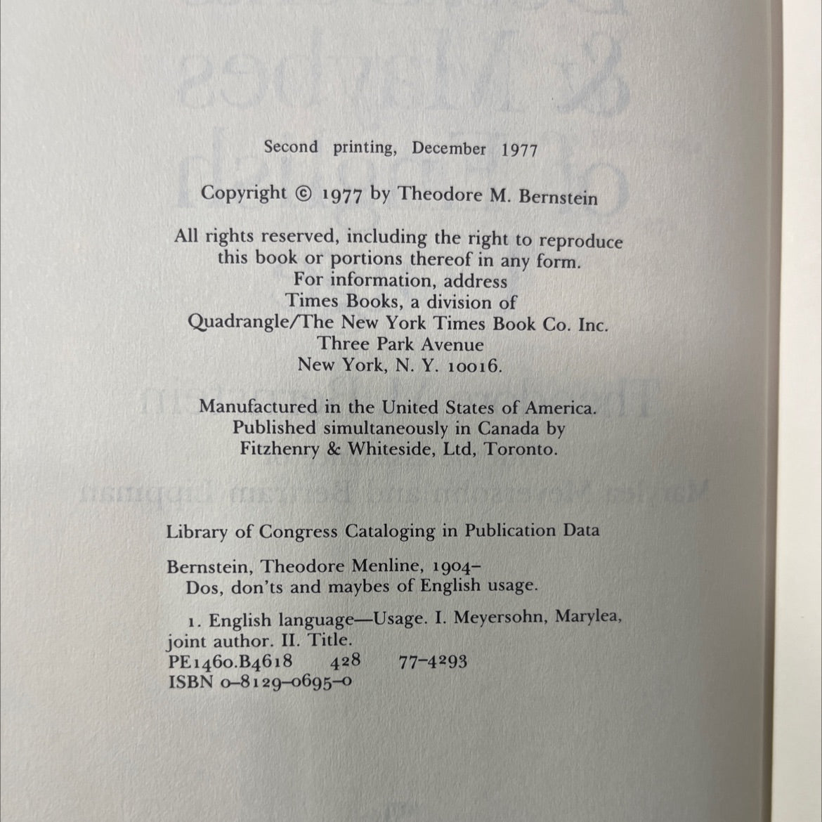 dos, don'ts and maybes of english usage book, by Theodore M. Bernstein, 1977 Hardcover image 3