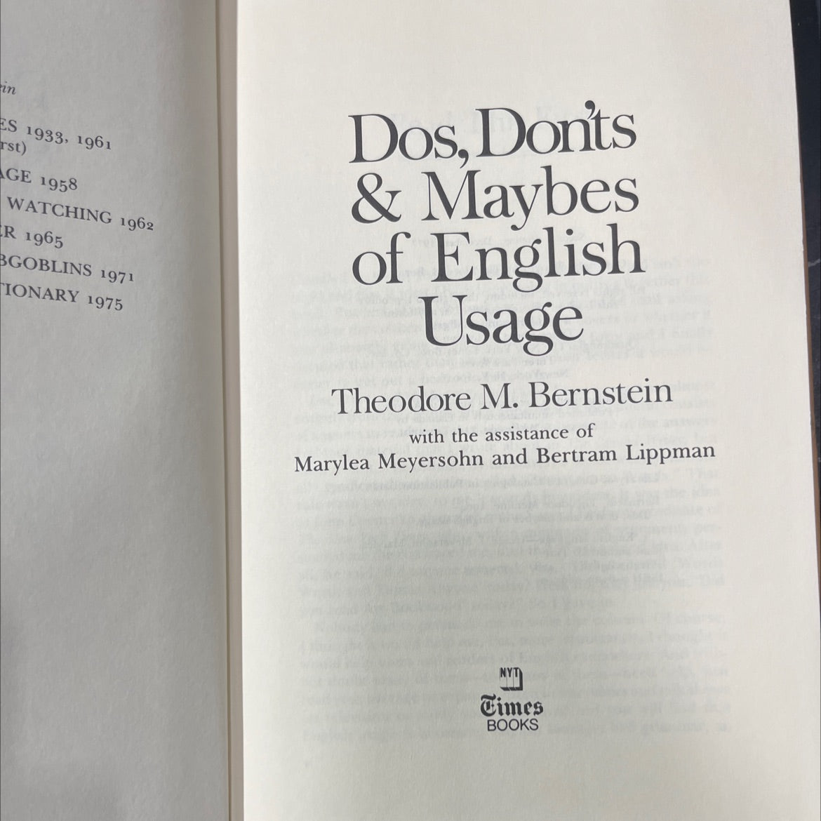 dos, don'ts and maybes of english usage book, by Theodore M. Bernstein, 1977 Hardcover image 2