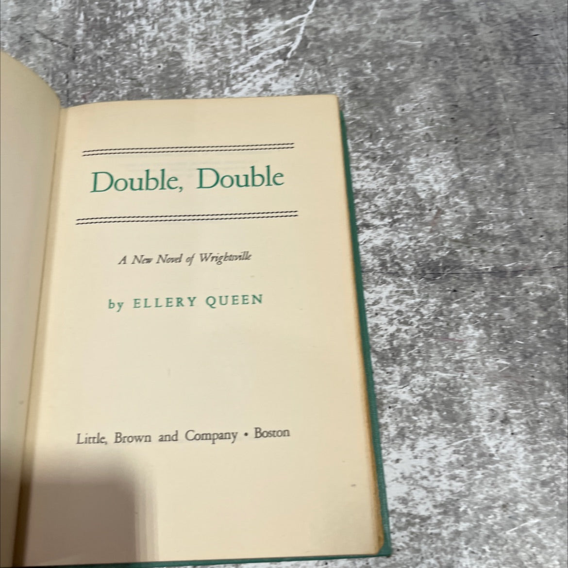double, double a new novel of wrightsville book, by ellery queen, 1950 Hardcover image 2